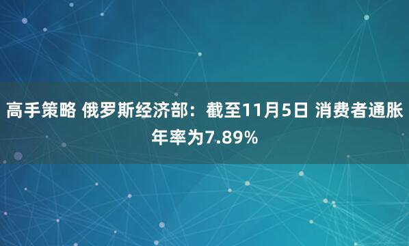 高手策略 俄罗斯经济部：截至11月5日 消费者通胀年率为7.89%